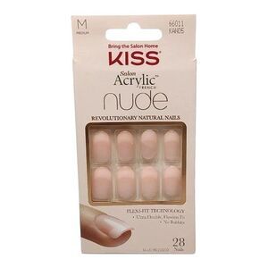 Kiss Salon Acrylic French Nude Revolutionary Natural Nails 28 Nails Glue Medium